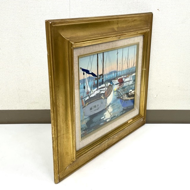オンラインストア純正品 小泉元生作 ヨットハーバー F3 油彩 額装 港