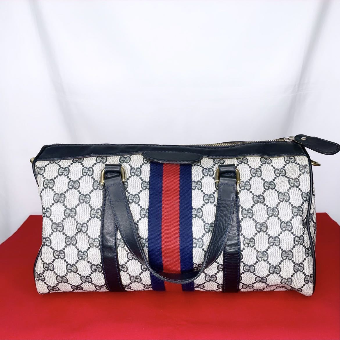 1円～☆GUCCI グッチ オールドグッチ ミニボストン シェリーライン GG 