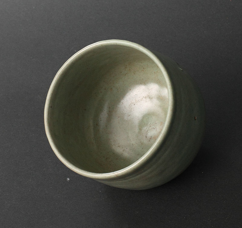 青磁雲鶴筒茶碗（茶道具 青瓷 朝鮮美術 高麗茶碗 高麗青磁 象嵌青磁