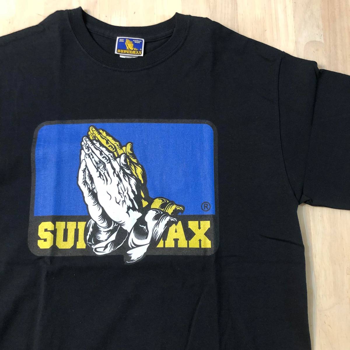 ◎SUPERMAX デッドストック ブラック Tシャツ M /ロサンゼルス 