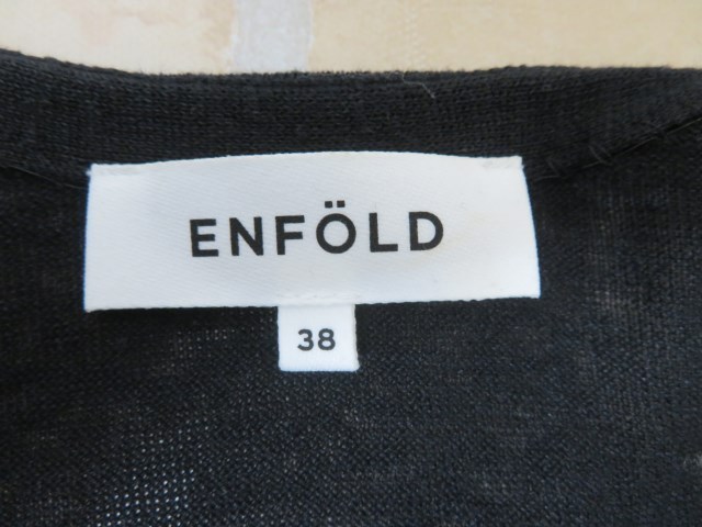 ENFOLD エンフォルド ロングカーディガン - ENFOLD(エンフォルド) &frasl; 黒 0 リネン リネン100% M USED 公式通販 KLD ブランド古着の買取・委託販売 ブラック