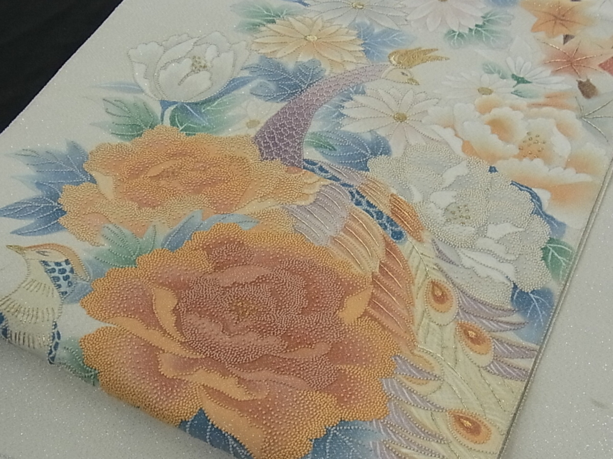 着物屋こころ□袋帯 中国三大刺繍 相良刺繍 流水花文 引箔 正絹 逸品 A