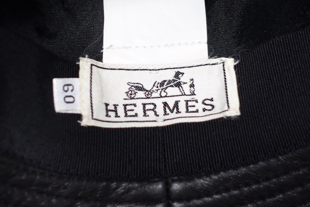 美品 本物 HERMES エルメス ディアスキン フルレザー ハット 鹿革