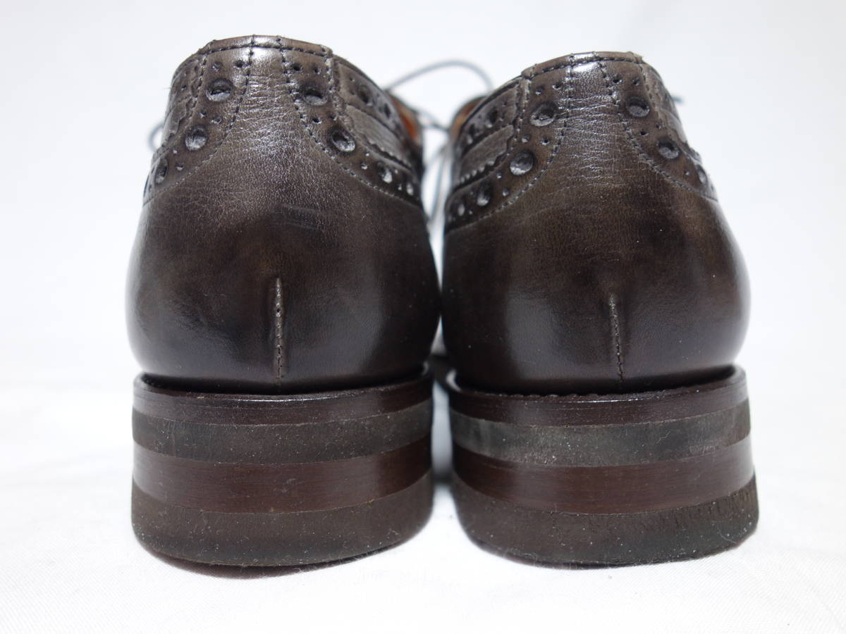 良品□SANTONI サントーニ ウイングチップ シューズ グレー 7.5 