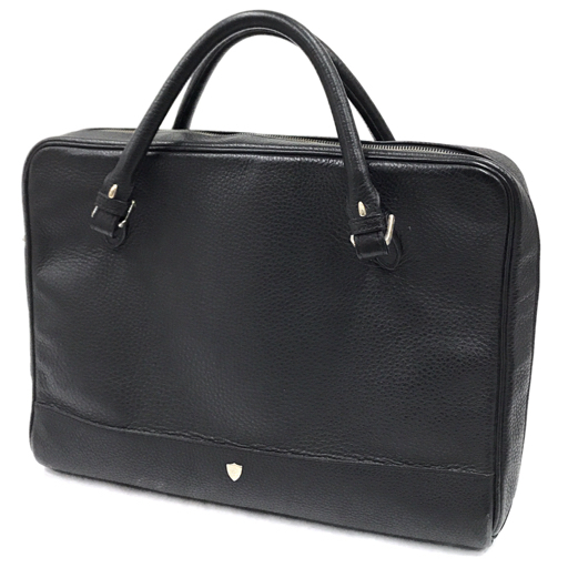 シャンボールセリエ レザー ハンドバッグ シルバー金具 ファスナー開閉 メンズ ブラック系 黒系 CHAMBORD SELLIER