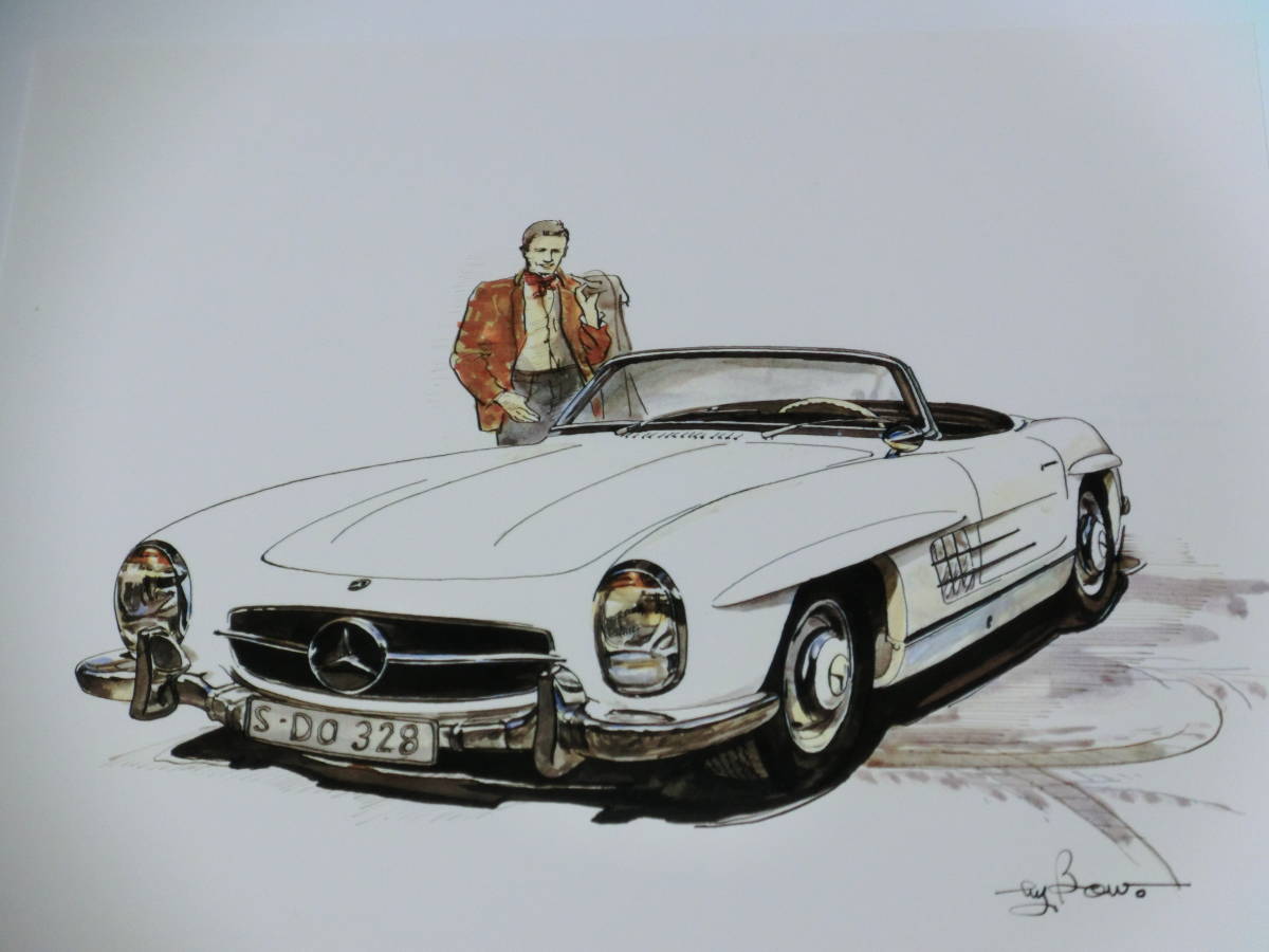 Bowイラスト 076 Mercedes Benz 300sl メルセデスベンツ300sl W198 W113 R107 最後の1枚 新同極美 メルセデス ベンツ 売買されたオークション情報 Yahooの商品情報をアーカイブ公開 オークファン Aucfan Com