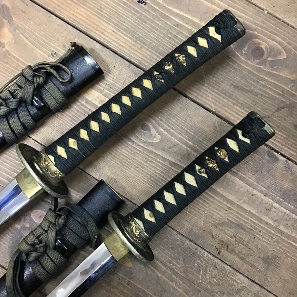 模造刀 居合刀 日本刀 武具 侍 舞台衣装 小道具 刀剣 2本 脇差し 太刀