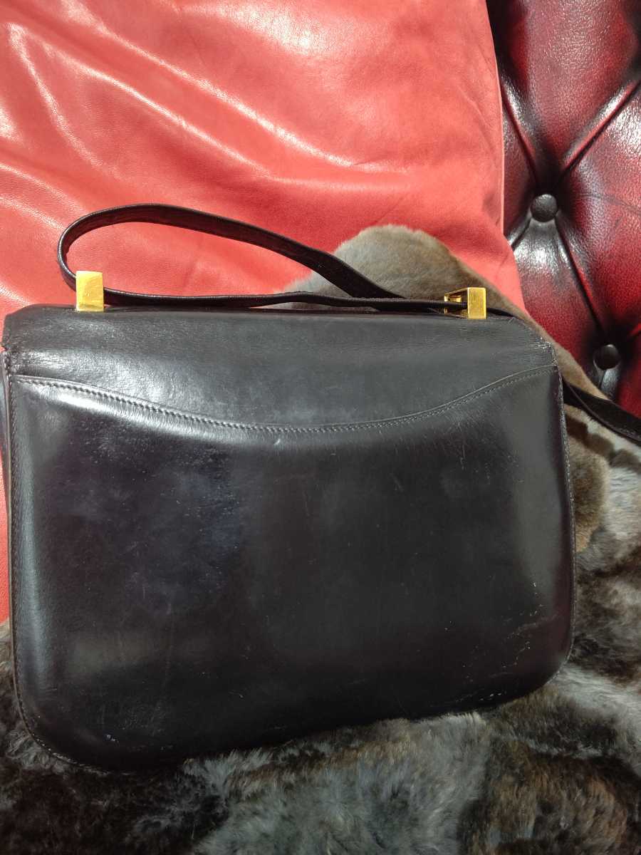 □□エルメス☆コンスタンス23黒ボックスカーフ E刻印G金具□□