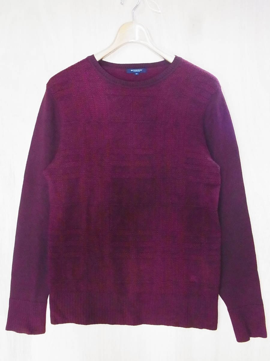 美品 正規品 BURBERRY LONDON バーバリーロンドン ノバチェック ウール クルーネック ニット セーター サイズM