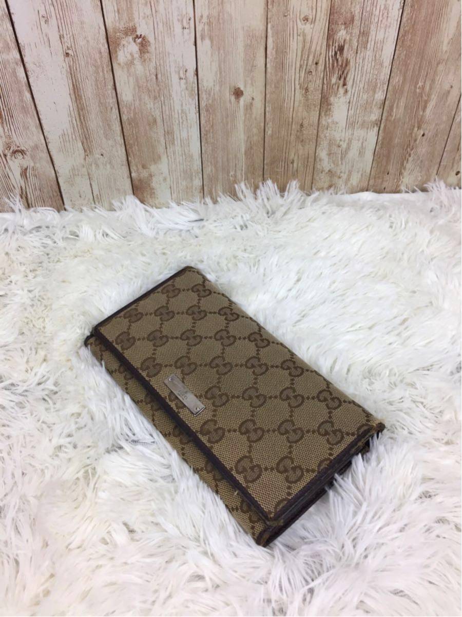 オシャレなグッチ♪正規品 GUCCI グッチ GGキャンバス 長財布 ブラウン