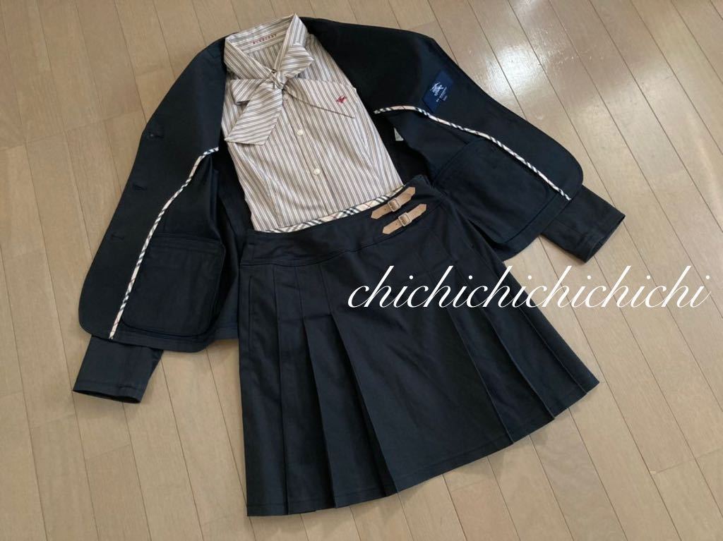 美品＊バーバリー＊清楚なブラック♪フォーマルスーツ 160 (エンブレム  