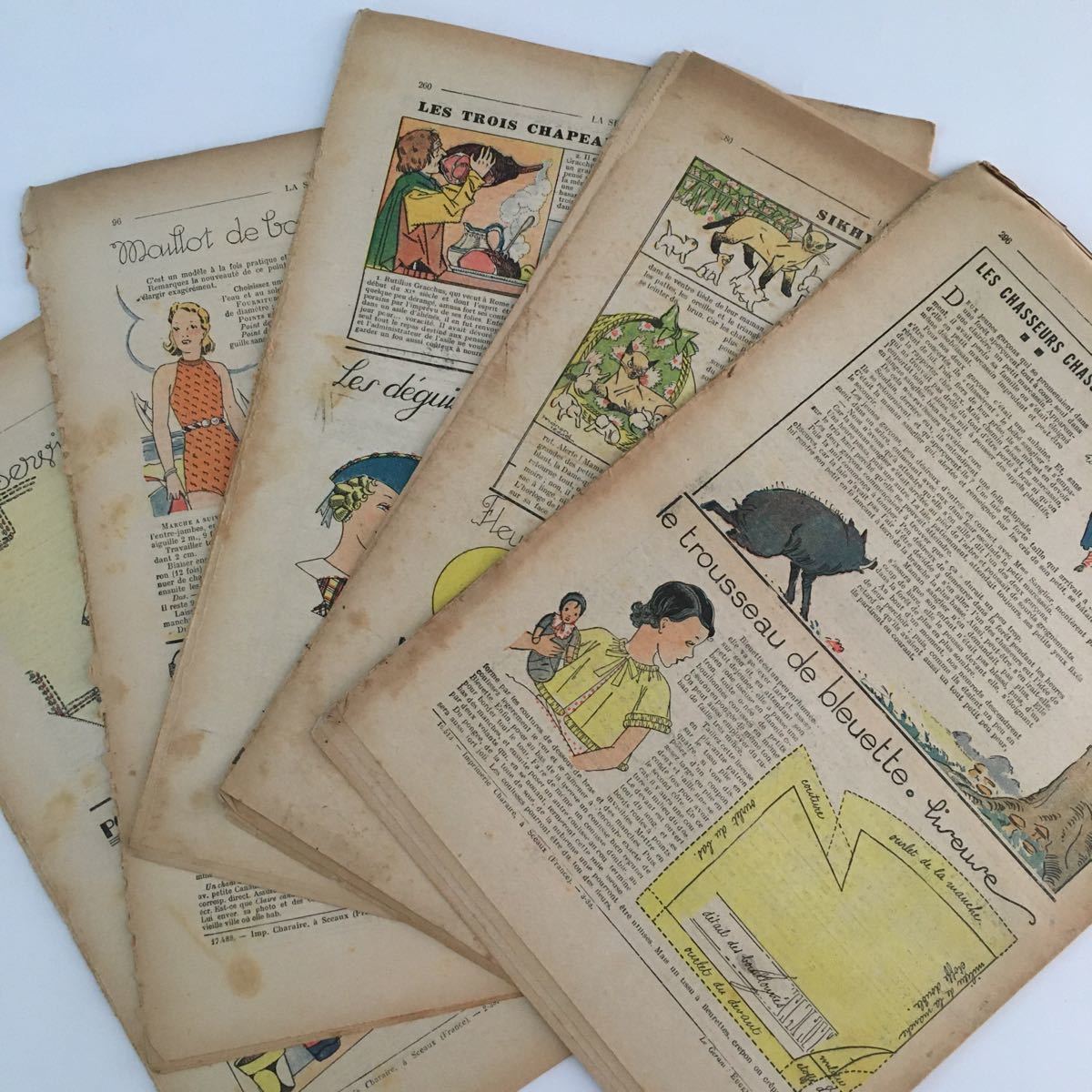 5点 フランス雑貨 ビンテージ 子供雑誌 子供新聞 1930年代 イラスト 紙
