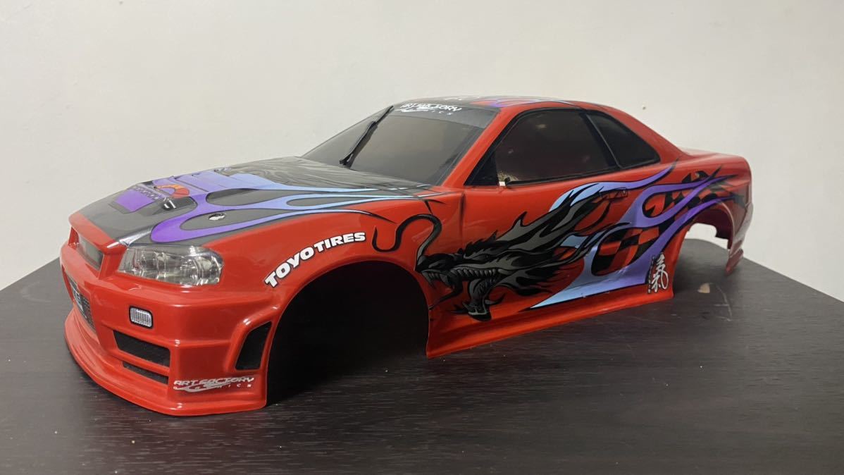 タミヤ スカイラインGTRボディ 塗装済み ワイルドスピード風R34GTR