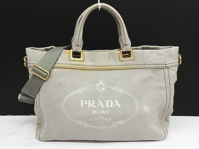 PRADA プラダ カナパ キャンバス デニム 2way トート ショルダーバッグ 