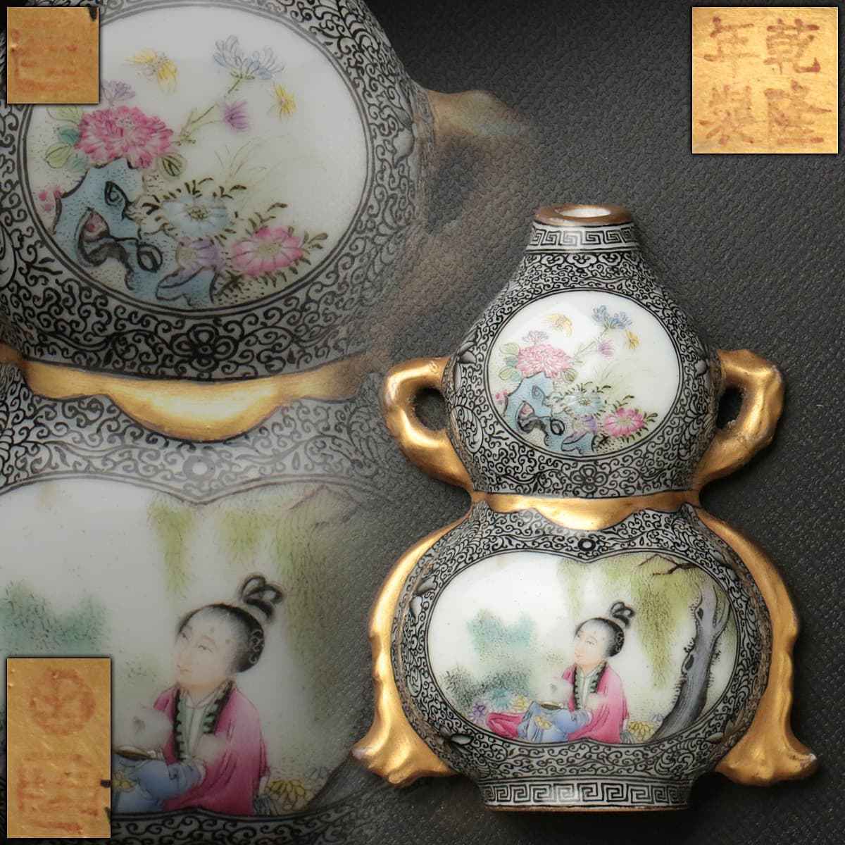 古伊万里 八角皿 染付 線描き : 伊万里染付 唐草文様 隅切角皿