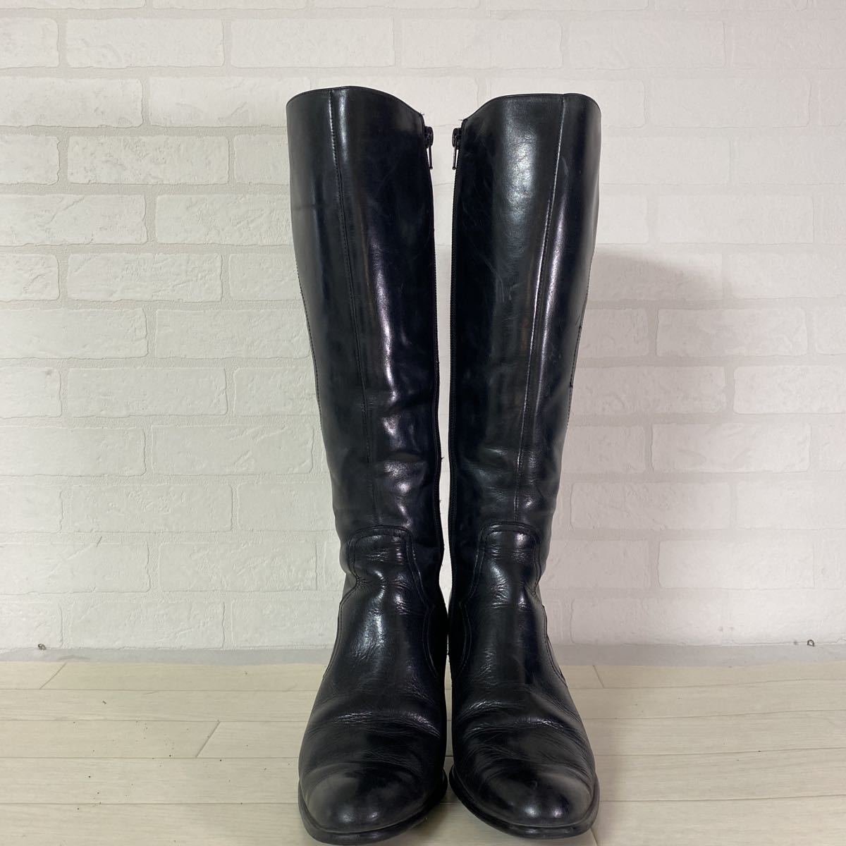 2484 Ing イング レザーブーツ ロングブーツ サイドファスナー ウエスタンブーツ 23 5 レディース ブラック 23 5cm 売買されたオークション情報 Yahooの商品情報をアーカイブ公開 オークファン Aucfan Com