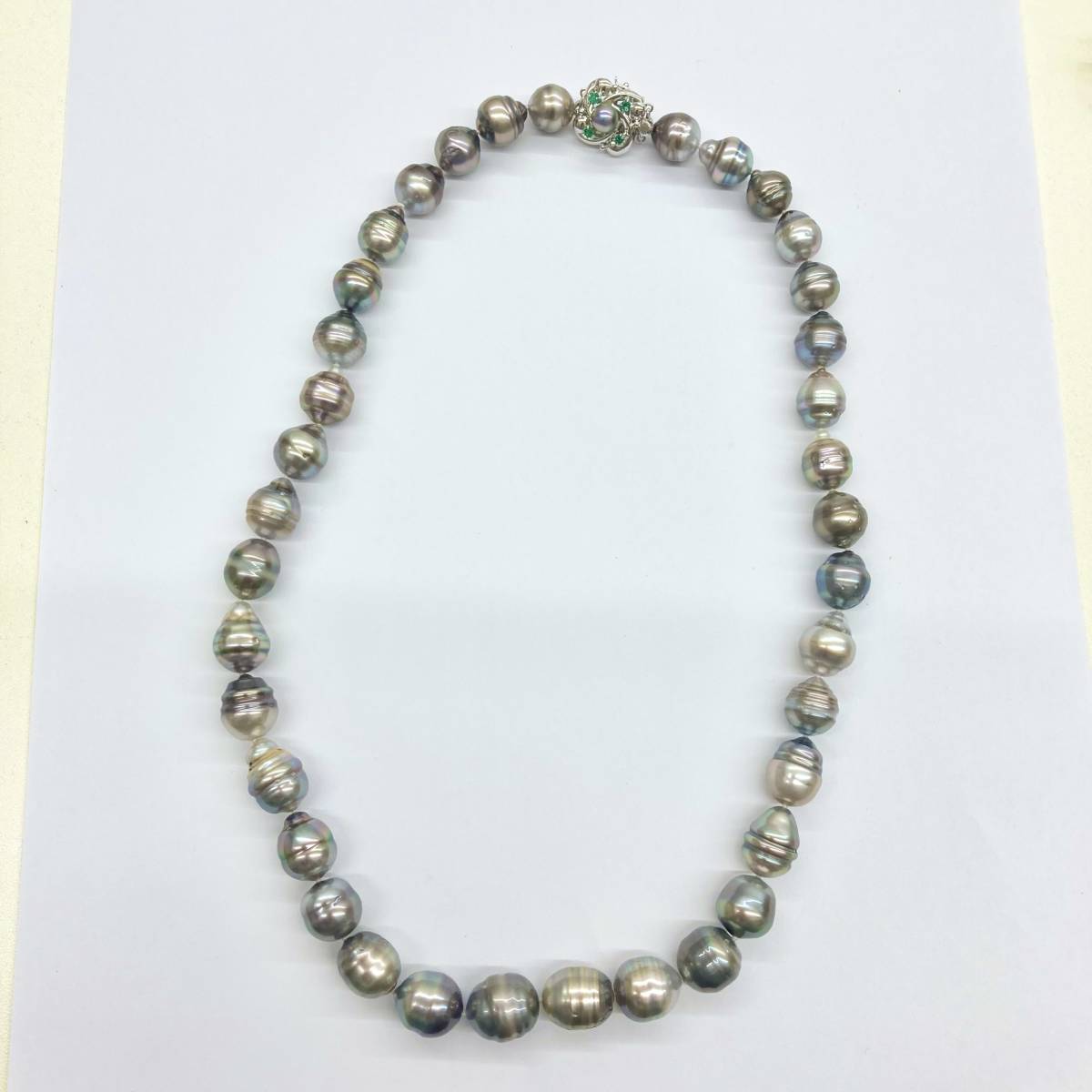1スタ】K14WG 大粒黒蝶パールネックレス バロック！38粒！約10-12mm 約48cm