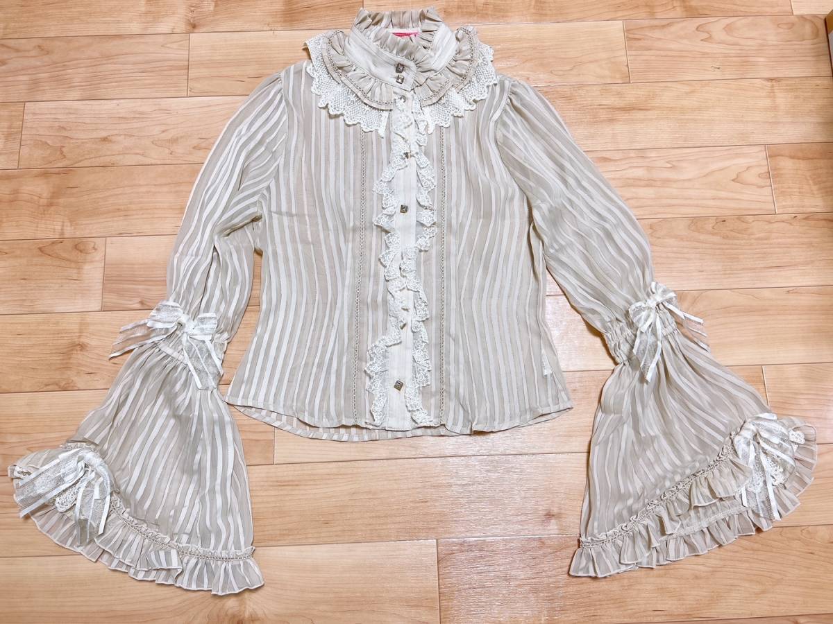  BABY THE STARS Julietのためのソネット ストライプブラウス アリパイ 生成り 姫袖 豪華(トップス)｜売買されたオークション情報、yahooの商品情報をアーカイブ公開 - オークファン トップス