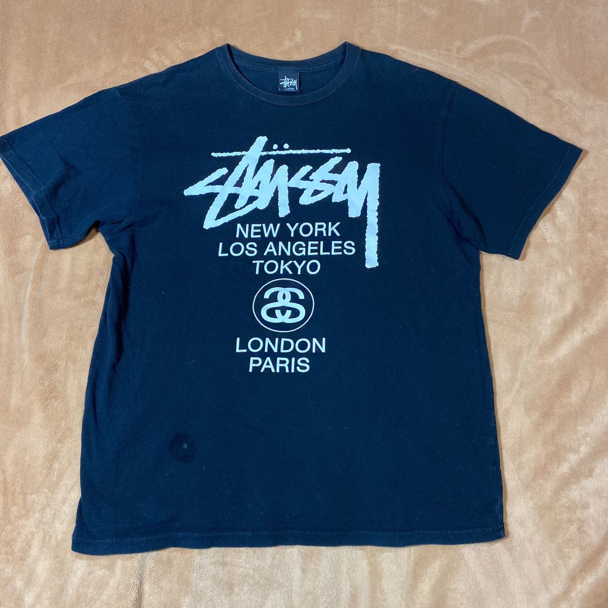 Stussy USA製 OLD SKOOL FLAVOR 墨黒 Tシャツ XL Stüssy stussy tシャツ黒 Stussy USA製 OLD SKOOL FLAVOR 墨黒 Tシャツ XL