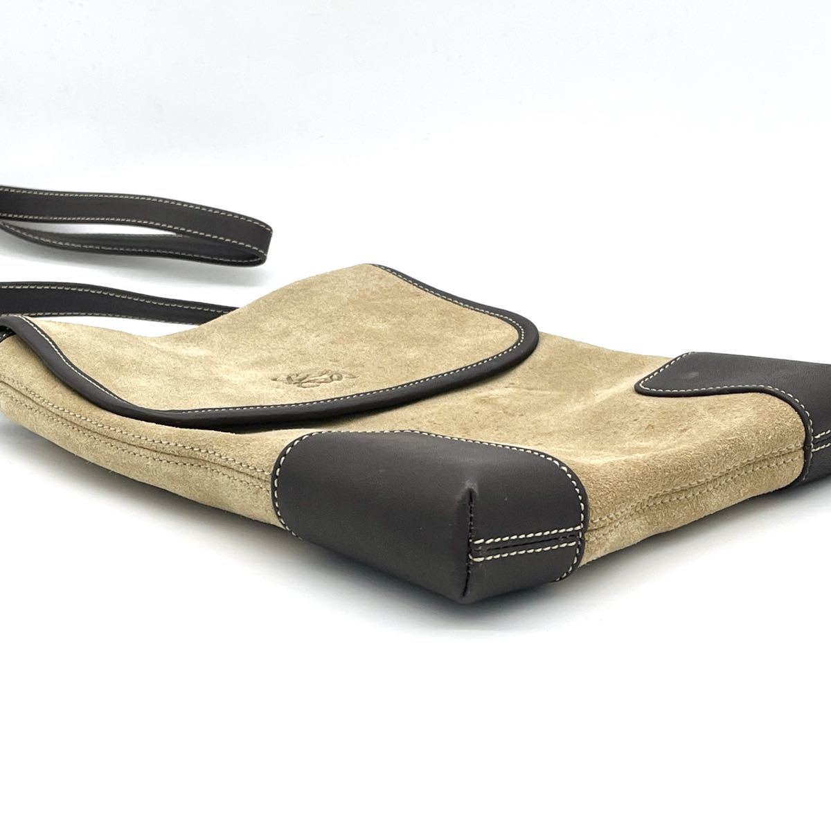 1円 LOEWE ロエベ アナグラム ロゴ レザー×スエード ショルダーバッグ 