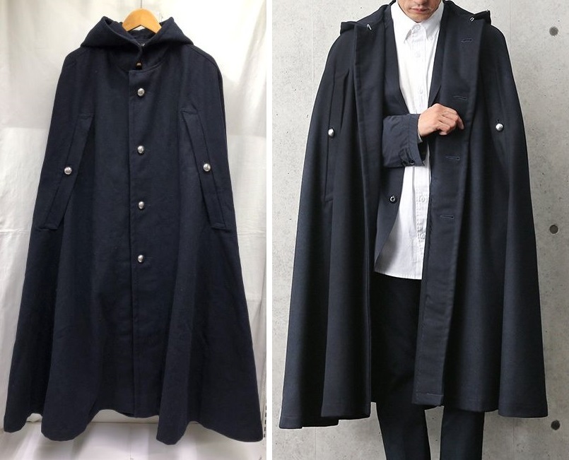 WAIPER フランス軍 ロング ウールケープ マント ポンチョ L～XL ダーク