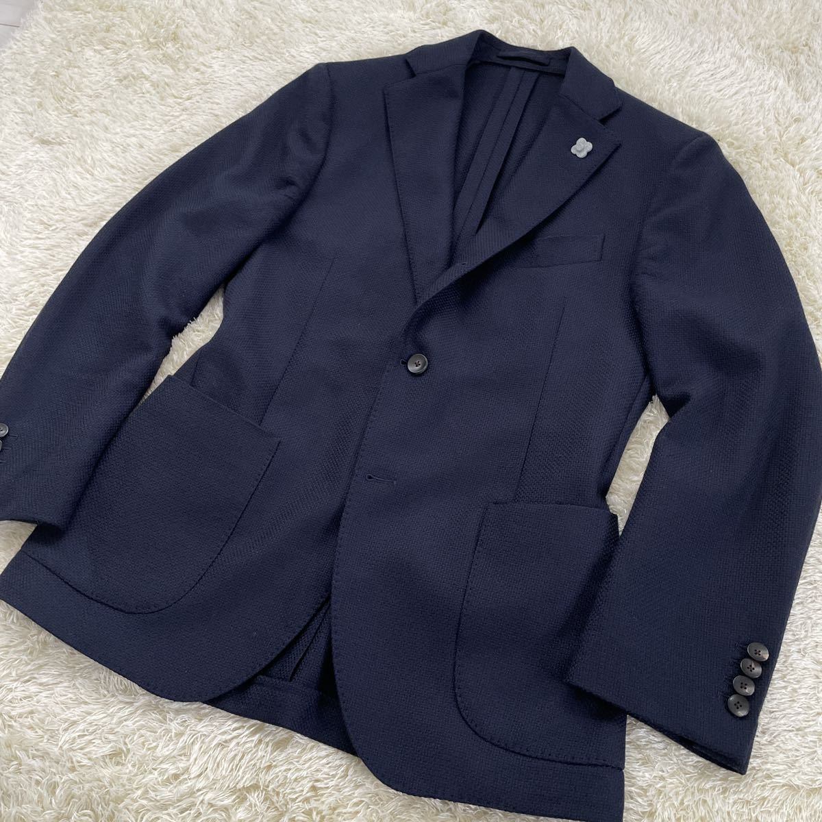 ラルディーニ LARDINI テーラードジャケット ホップサック ネイビー 48 