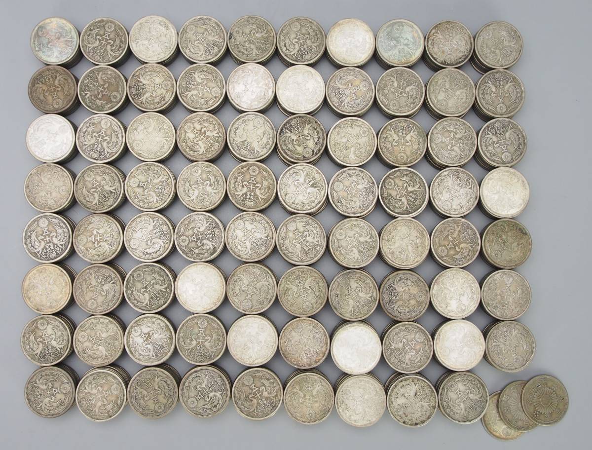 AZ-038 戦前戦後 銀貨 小型50銭銀貨 大量 793枚 約3.9㎏ 鳳凰
