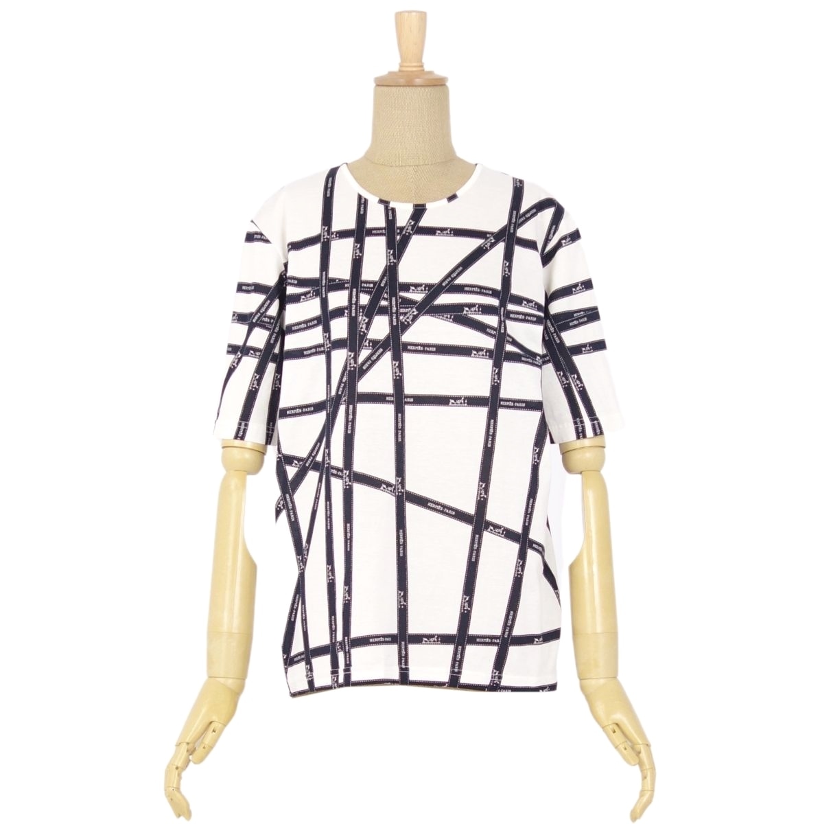 美品 エルメス HERMES マルジェラ期 ボルデュック 半袖 Tシャツ カットソー レディース イタリア製 L ホワイト ブラック ci07oe-rk10a02521 エルメス マルジェラ期 HERMES マルジェラ期傑作! レア極美品! 人気