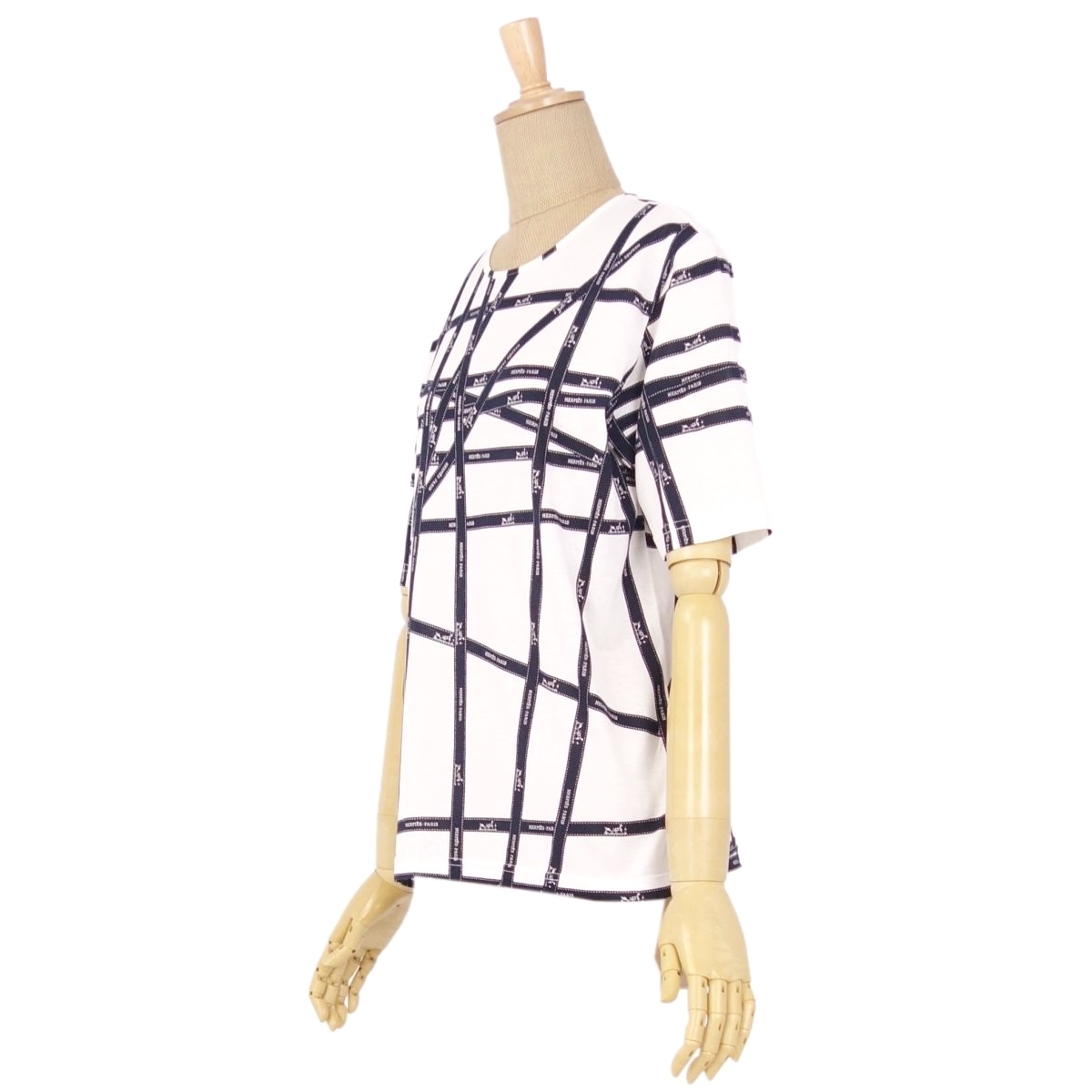 美品 エルメス HERMES マルジェラ期 ボルデュック 半袖 Tシャツ カットソー レディース イタリア製 L ホワイト ブラック ci07oe-rk10a02521 エルメス マルジェラ期 HERMES マルジェラ期傑作! レア極美品! 人気