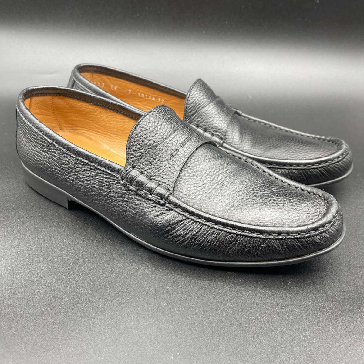 1円〜!! 定価7万 MORESCHI シボ革 ペニーローファー UK 7 25.5cm程度 