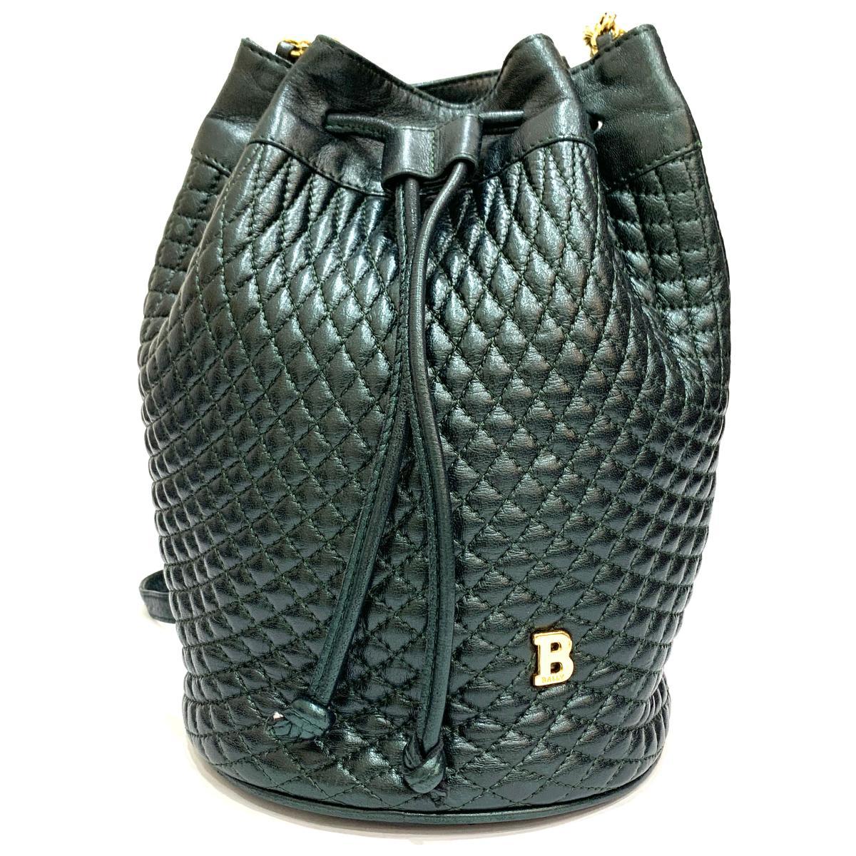 ◇BALLY バリー 巾着 ショルダーバッグ◇green/深緑/ダークグリーン 