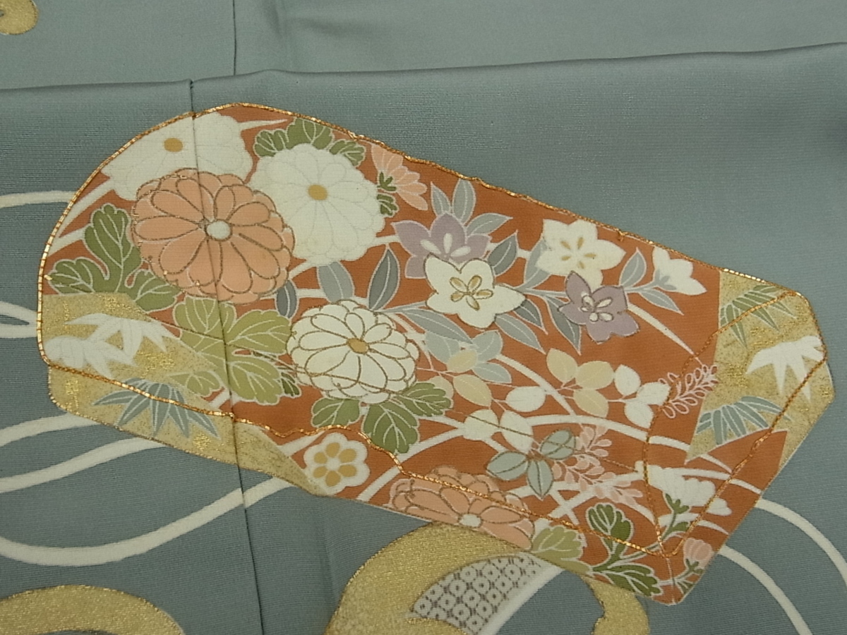 着物屋こころ□豪華振袖 駒刺繍 立波文 金糸 正絹 逸品 ju4580 駒刺繍