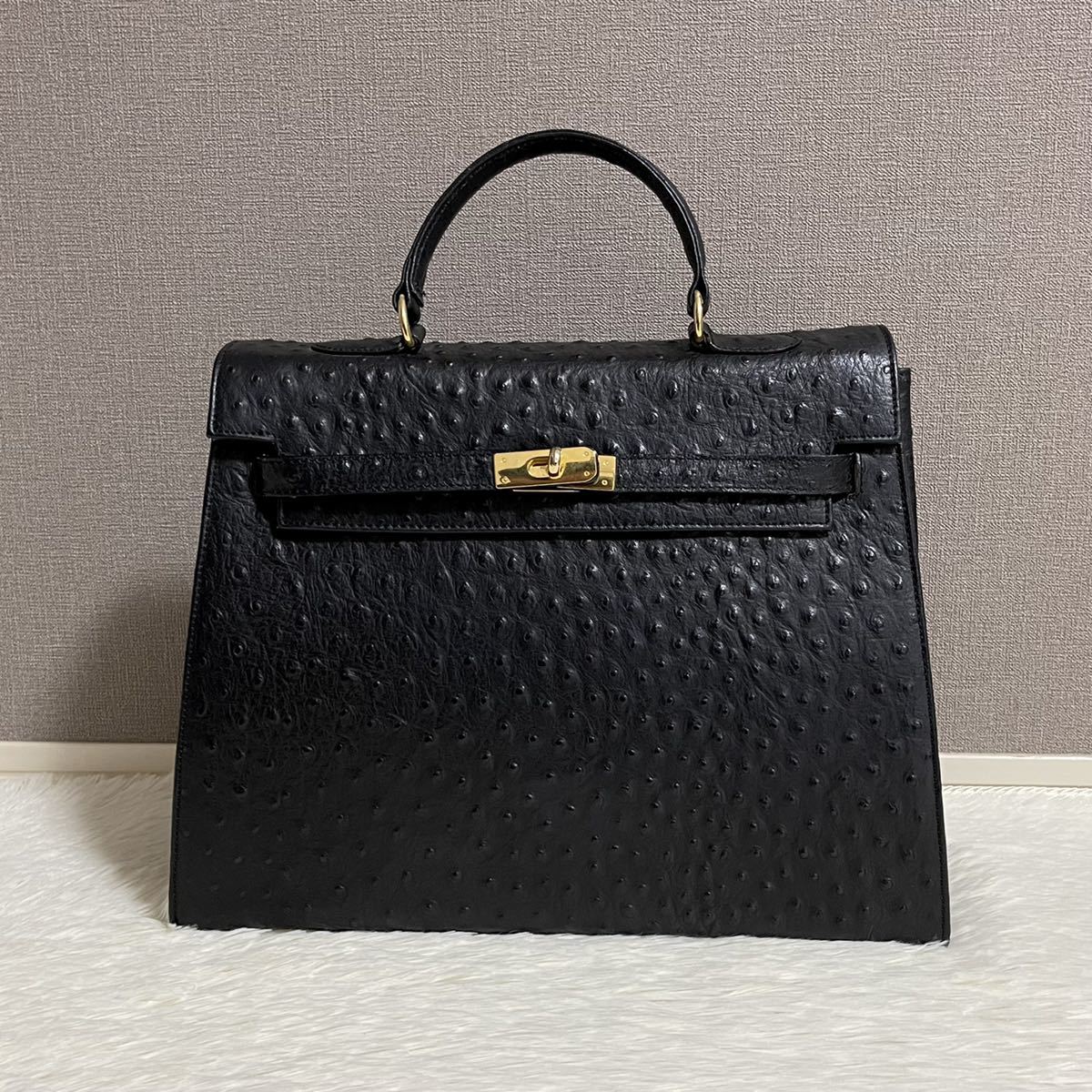 1円 ◎ 【最高級】FANTONI ファントーニ オーストリッチ ケリー 型2way 