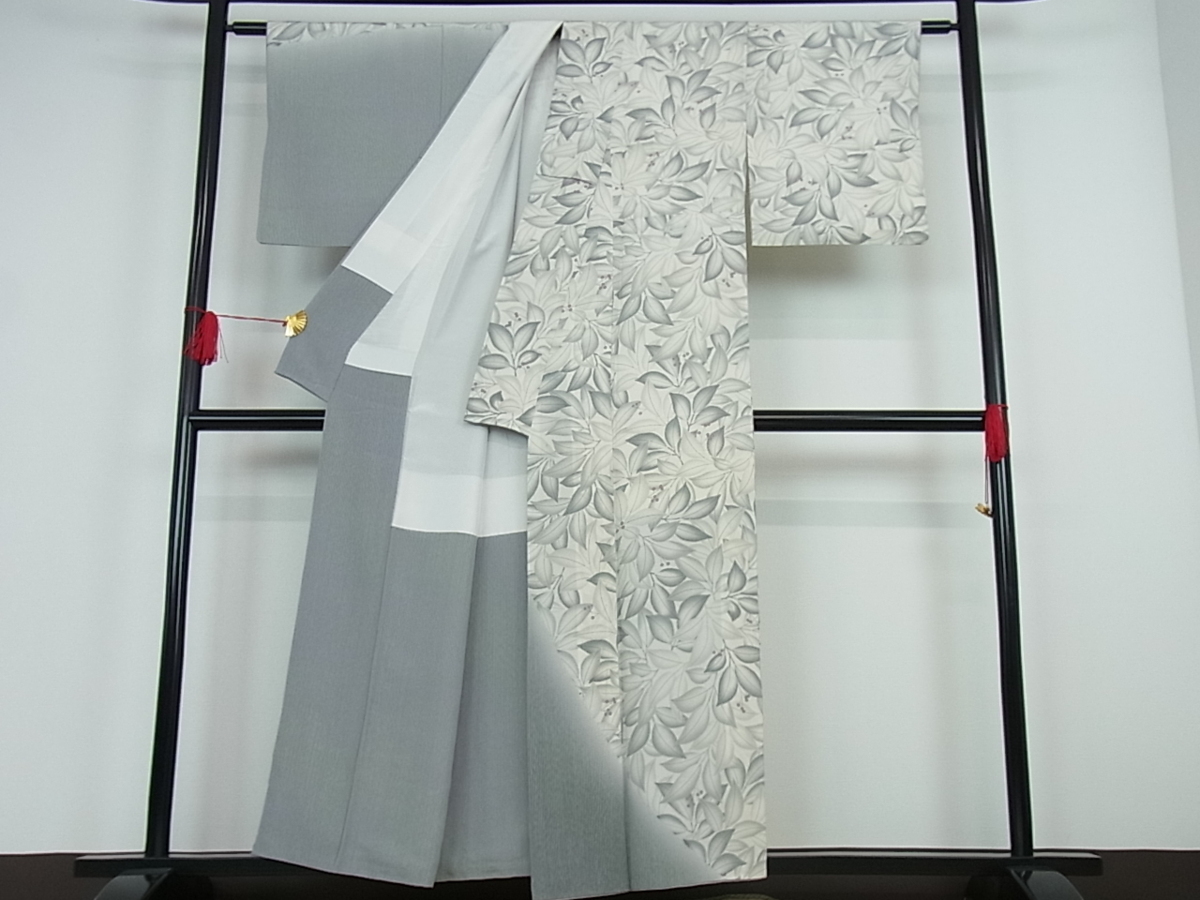 訪問着 D325 京型友禅作家 岡部睦美 ドット柄 黒地 正絹着物 袷 極美品 平和屋1□訪問着 立波南天文 金彩 逸品 CAAF7166ch 平和屋