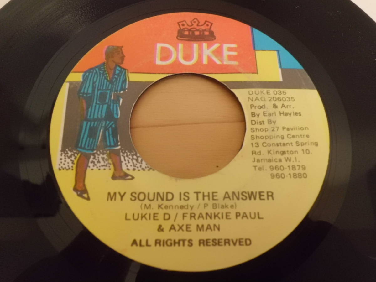  LUKIE D / FRANKIE PAUL & AXE MAN MY SOUND IS THE ANSWER ジャマイカ盤７インチレコード(レゲエ)｜売買されたオークション情報、yahooの商品情報をアーカイブ公開 - オークファン レゲエ