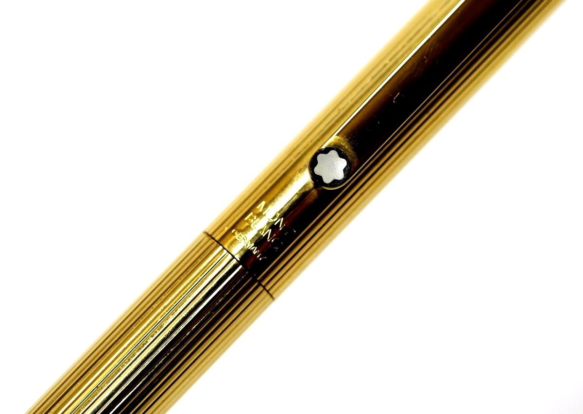 モンブラン ボールペン ゴールド 金色 ストライプ キャップ式