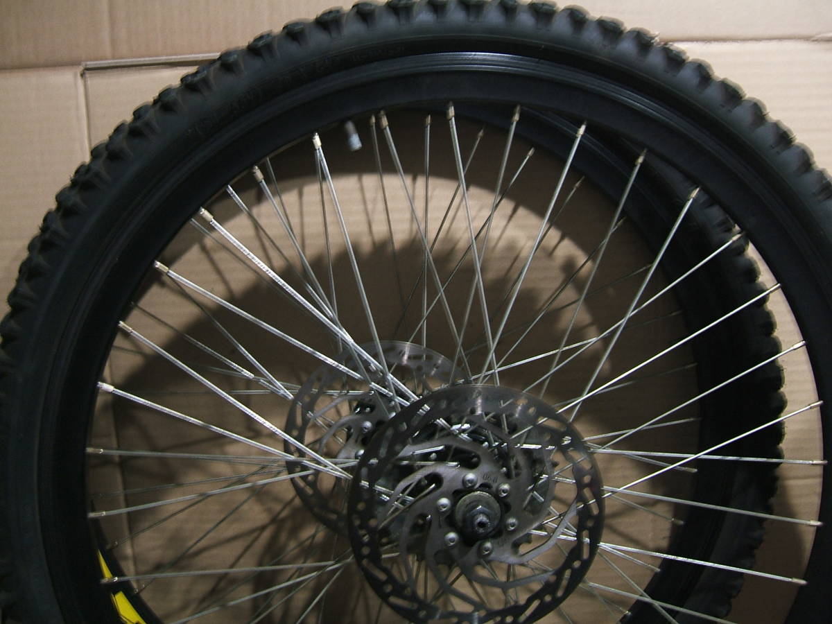 中古 26インチMTB車用前後ホイール 26x1.75 8速 ディスク タイヤ付 26