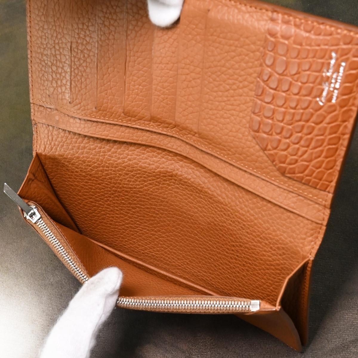 本物 極上品 カミーユフォルネ 21.03 クロコダイルレザー VERSO コイン 