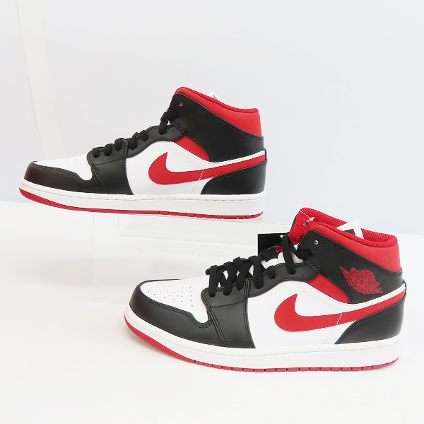 【未使用】NIKE/ナイキ AIR JORDAN 1 MID エアジョーダン1 ホワイト/ジムレッド/ブラック 554724-122/28.0 /080 0 MID JORDAN J Sky MID-ホワイト）