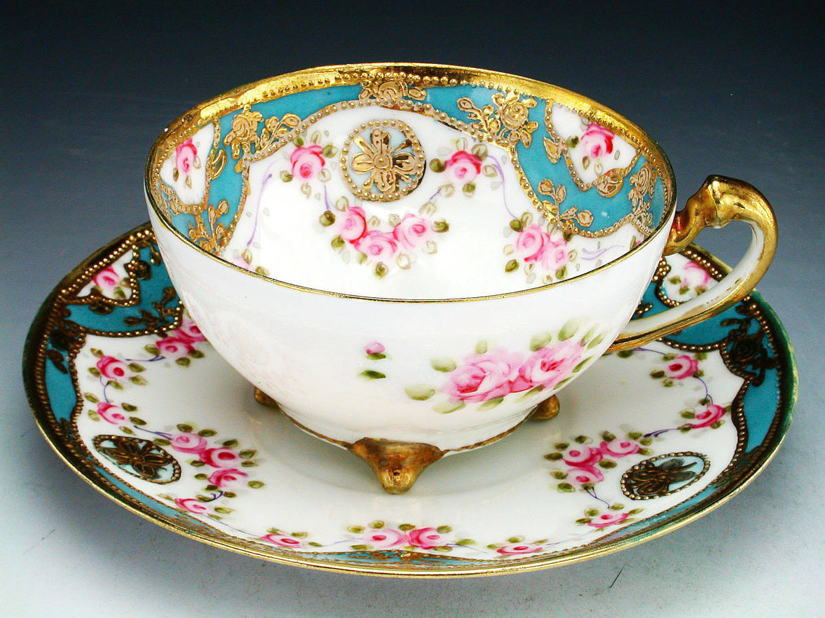 オールドノリタケ銘品!! オールドノリタケ・金彩蔦薔薇図紋多面