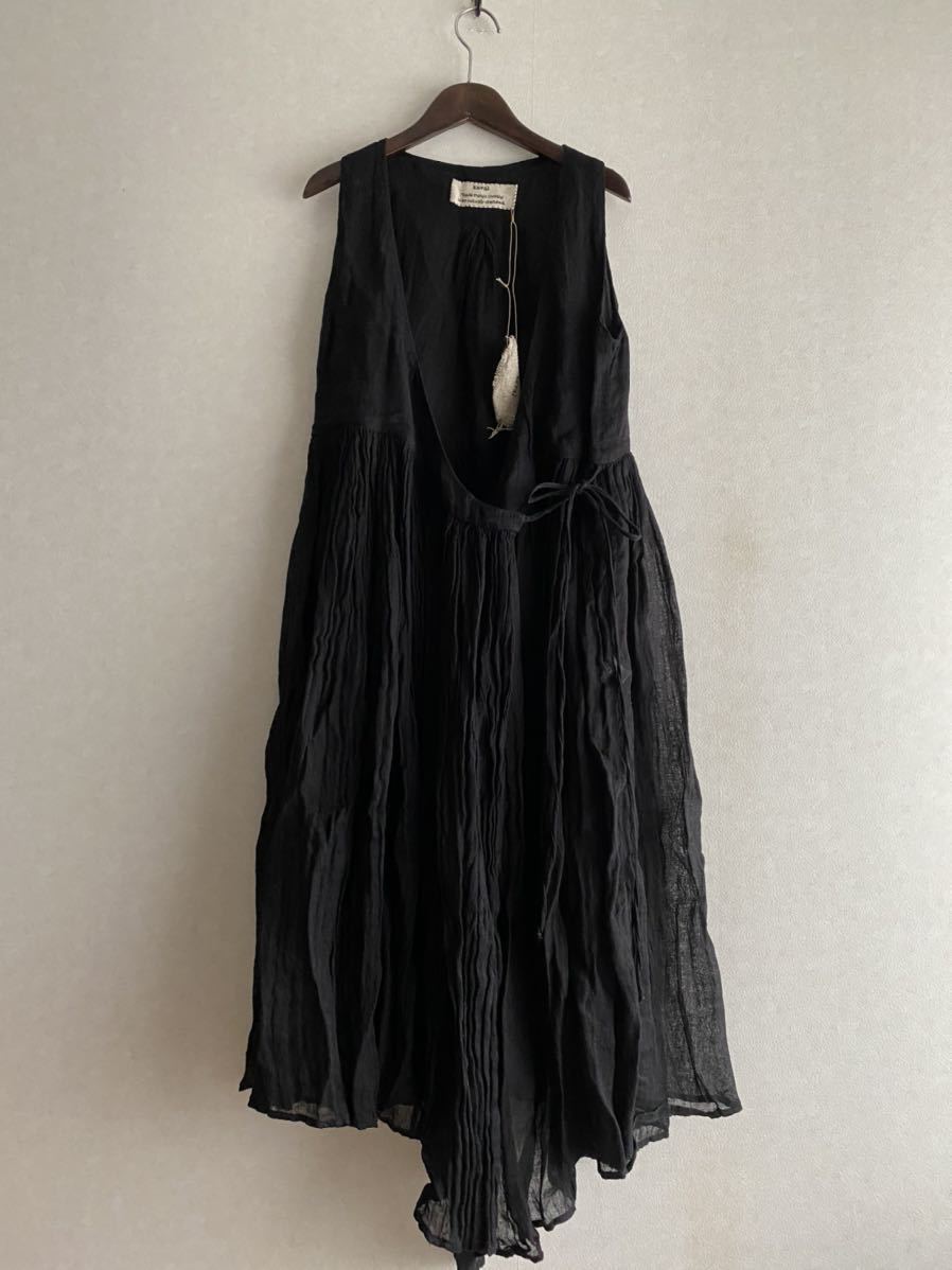 新品 kaval カヴァル リネンガーゼワンピース ブラック emic:etic vlas  