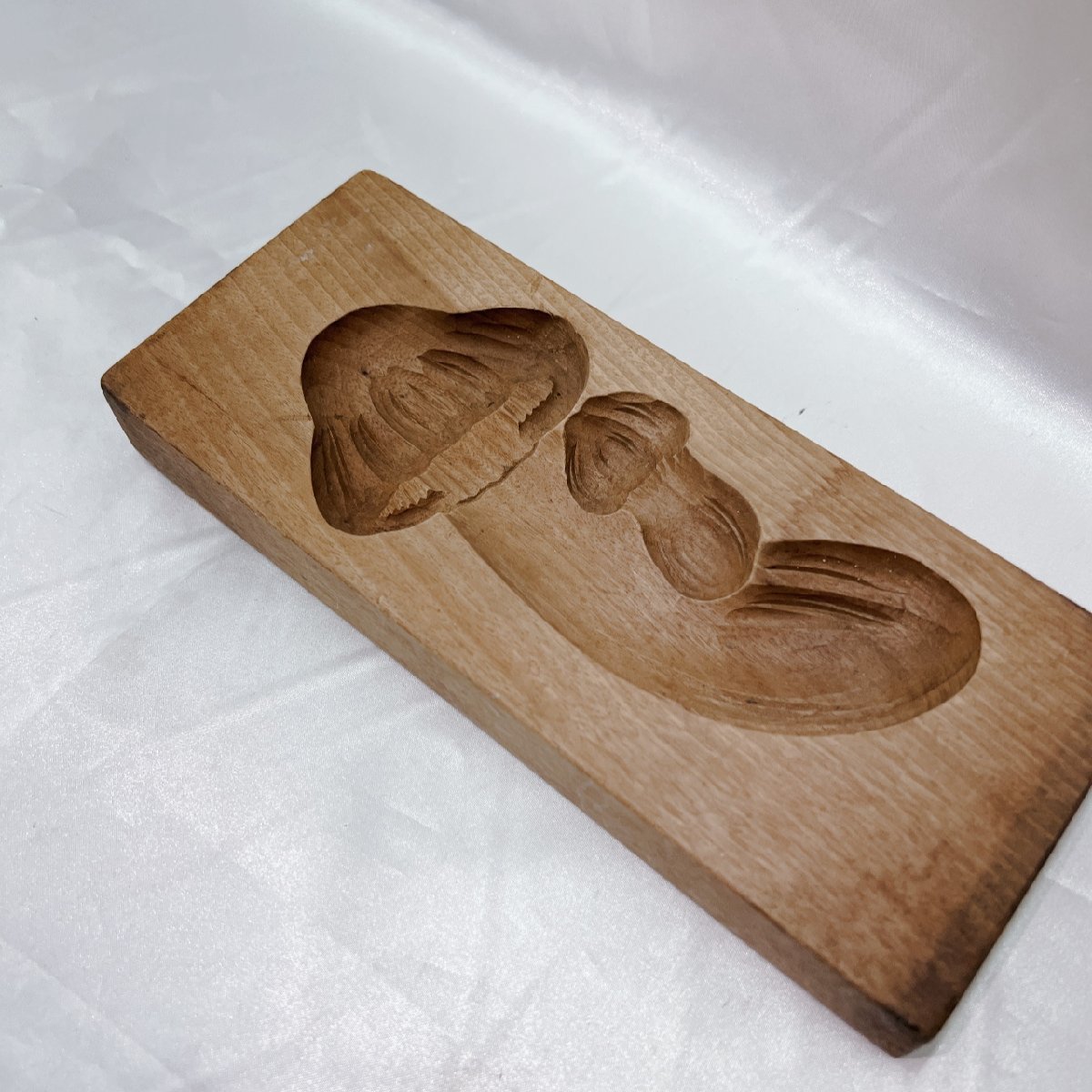 時代物/保管品/KU】きのこ しめじ 和菓子の木型 干菓子 落雁 木製彫刻 