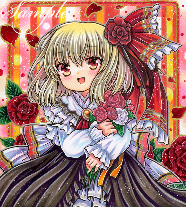 同人手描きイラスト 直描き ルーミア 二次創作 小色紙 東方project ついに再販開始 二次創作