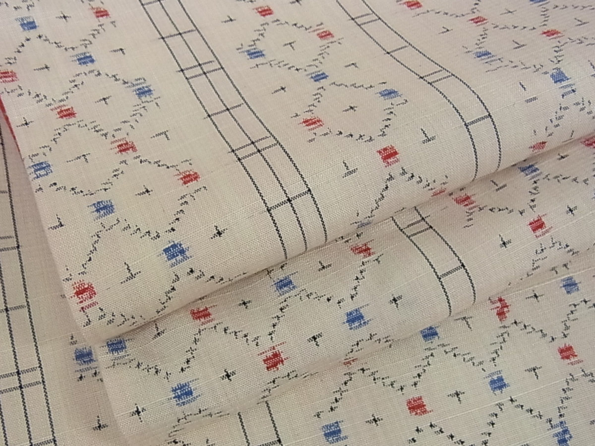 着物屋こころ■上質な紬　幾何学文様　正絹　逸品　未使用　ma4706