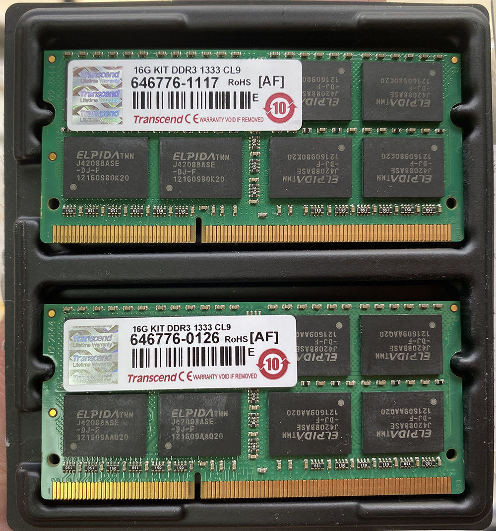 iMac Mid2011対応メモリTranscend DDR3 1333 CL9 16G(8G*2) Apple