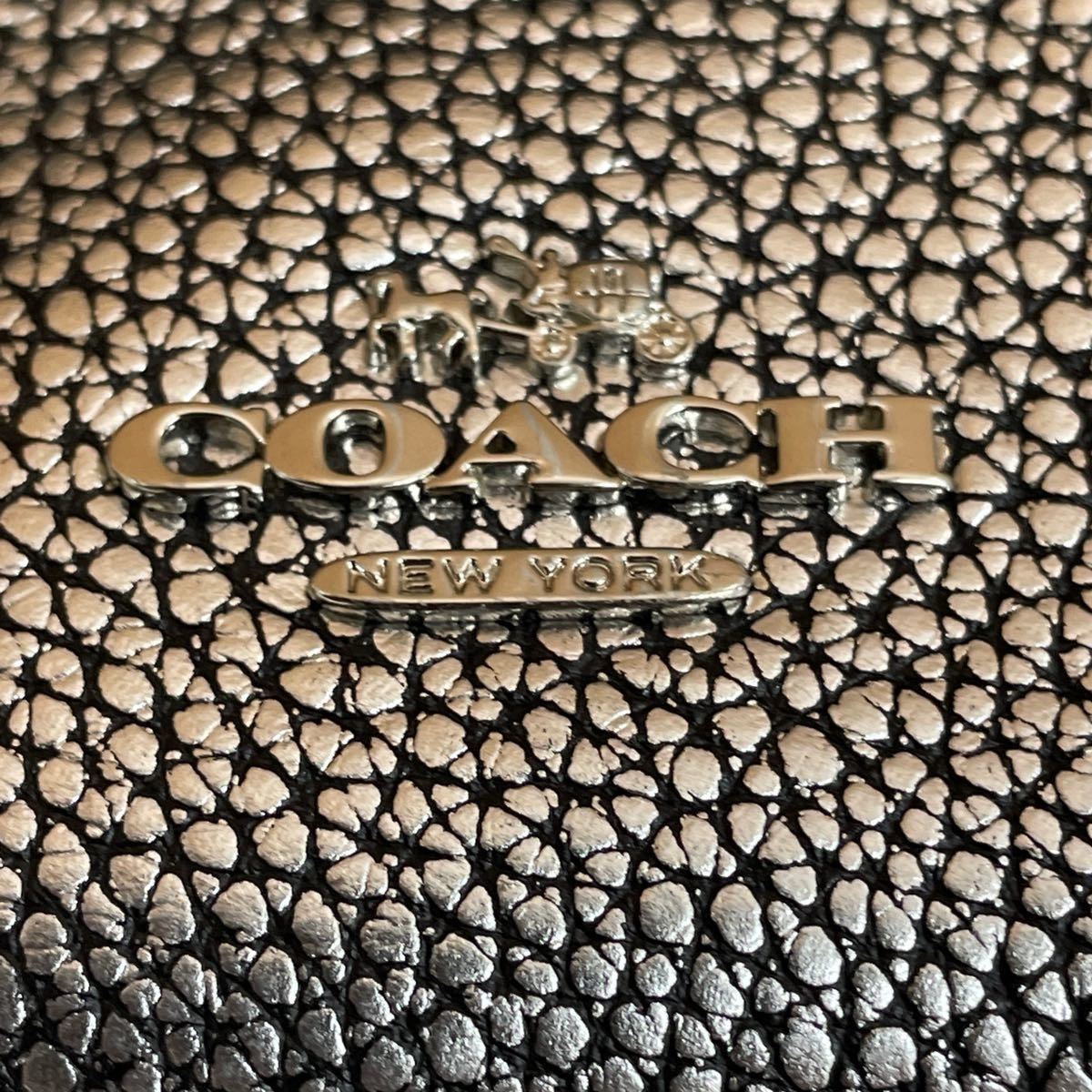 M0403】COACH コーチ シルバーカラー レザー ミニリュックサック 37590