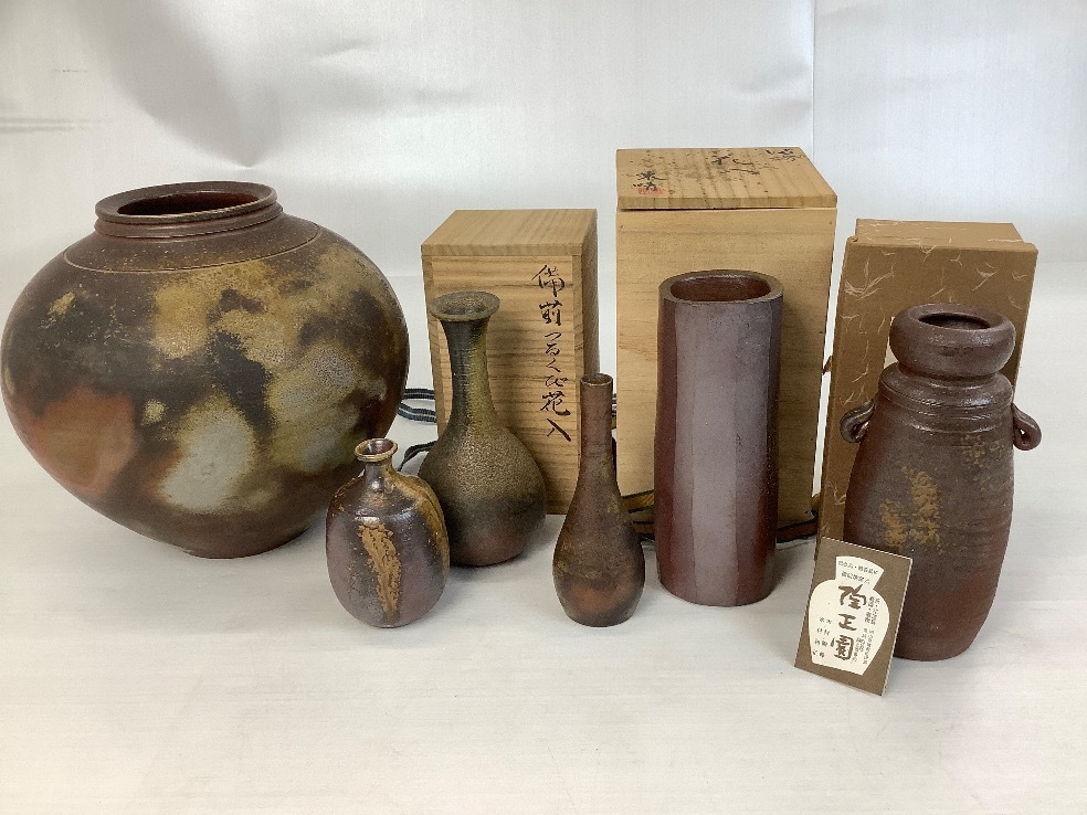 備前焼 花瓶 壺 花入れ 石橋康治 西東晴 他 ACBF 中古品 工芸品 備前