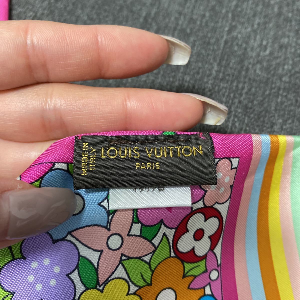 LOUIS VUITTON LV ルイ ヴィトン スカーフ ツイリー型 フラワー マルチ  