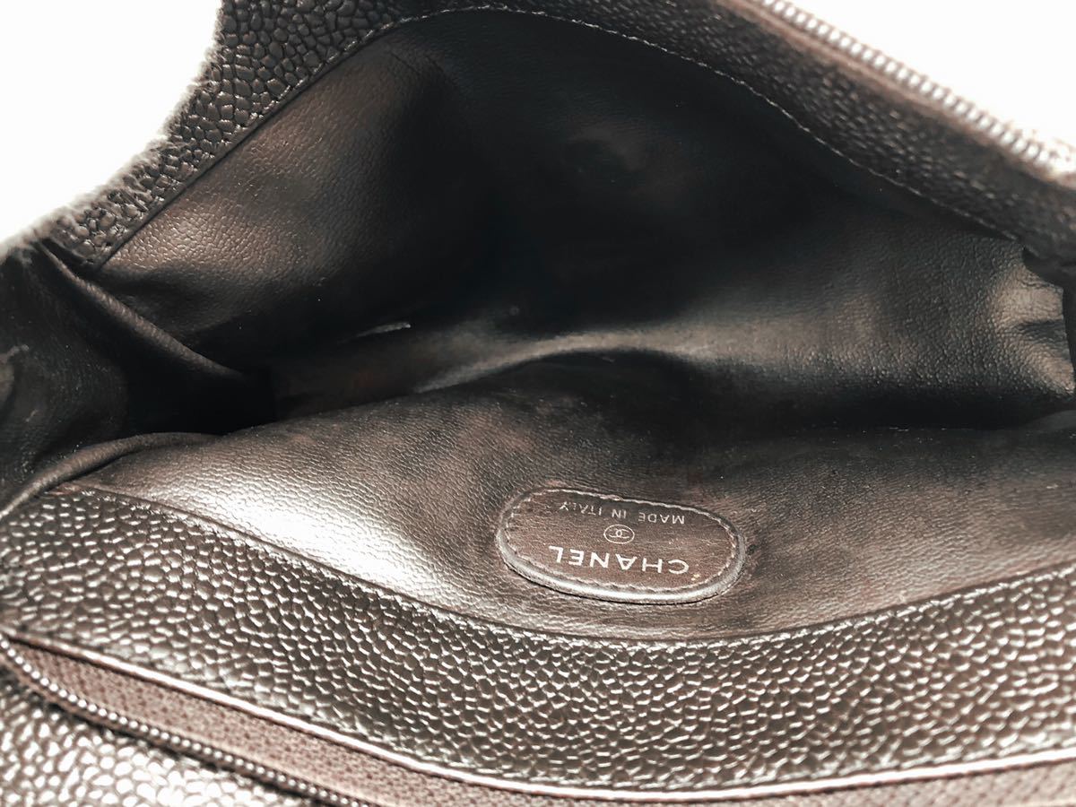 1円～ 高級 キャビアスキン 美品 CHANEL シャネル ミラー付きメイク 