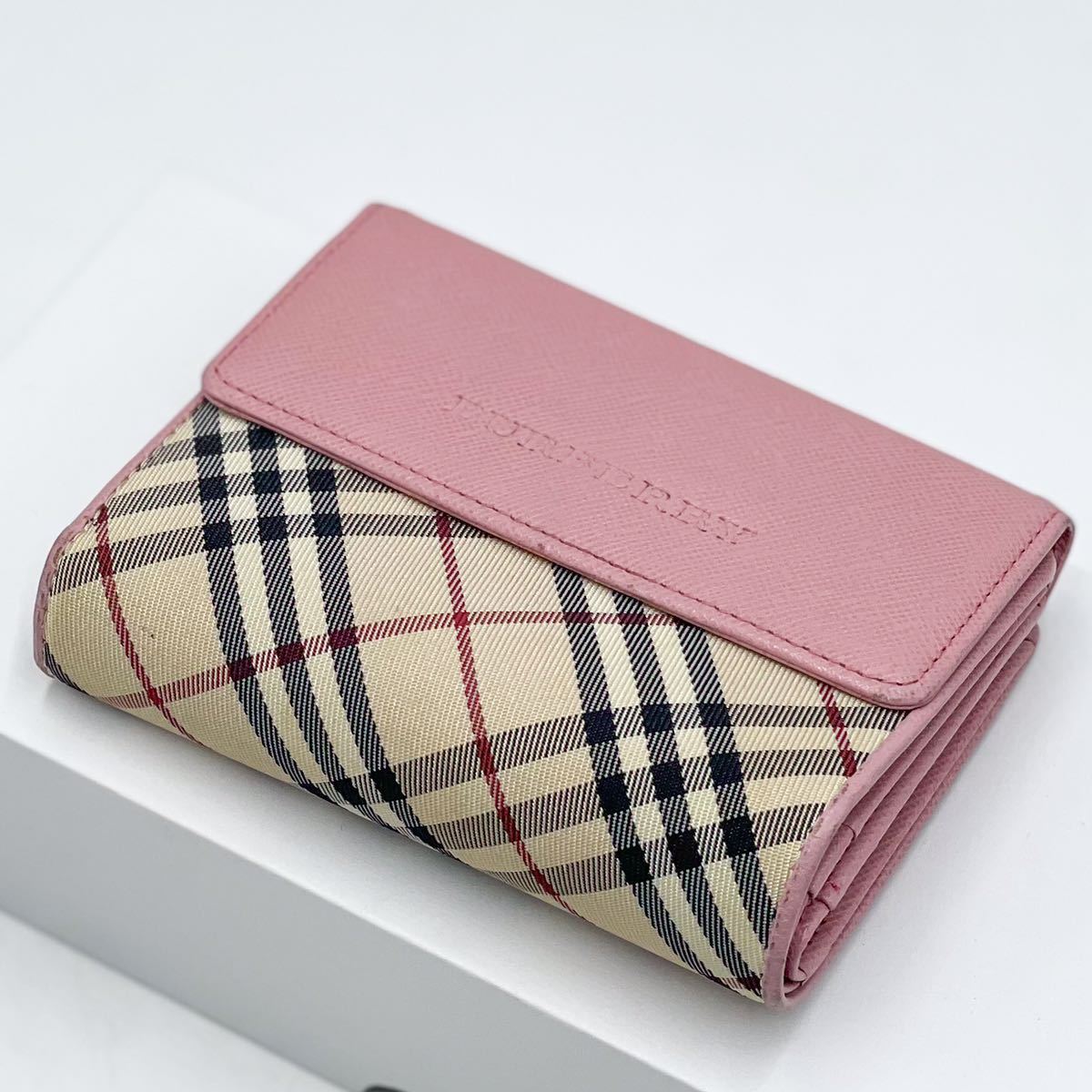 BURBERRY バーバリー 長財布 がま口 ノバチェック ピンク BURBERRY 